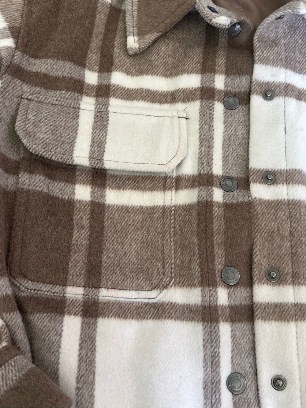 Men's Brown & Cream Plaid Pea Coat